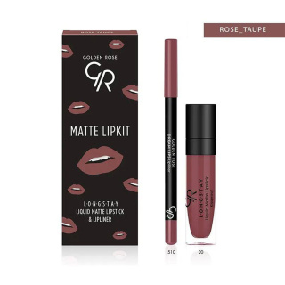 ست رژ لب مایع و خط لب گلدن رز Rose Taupe