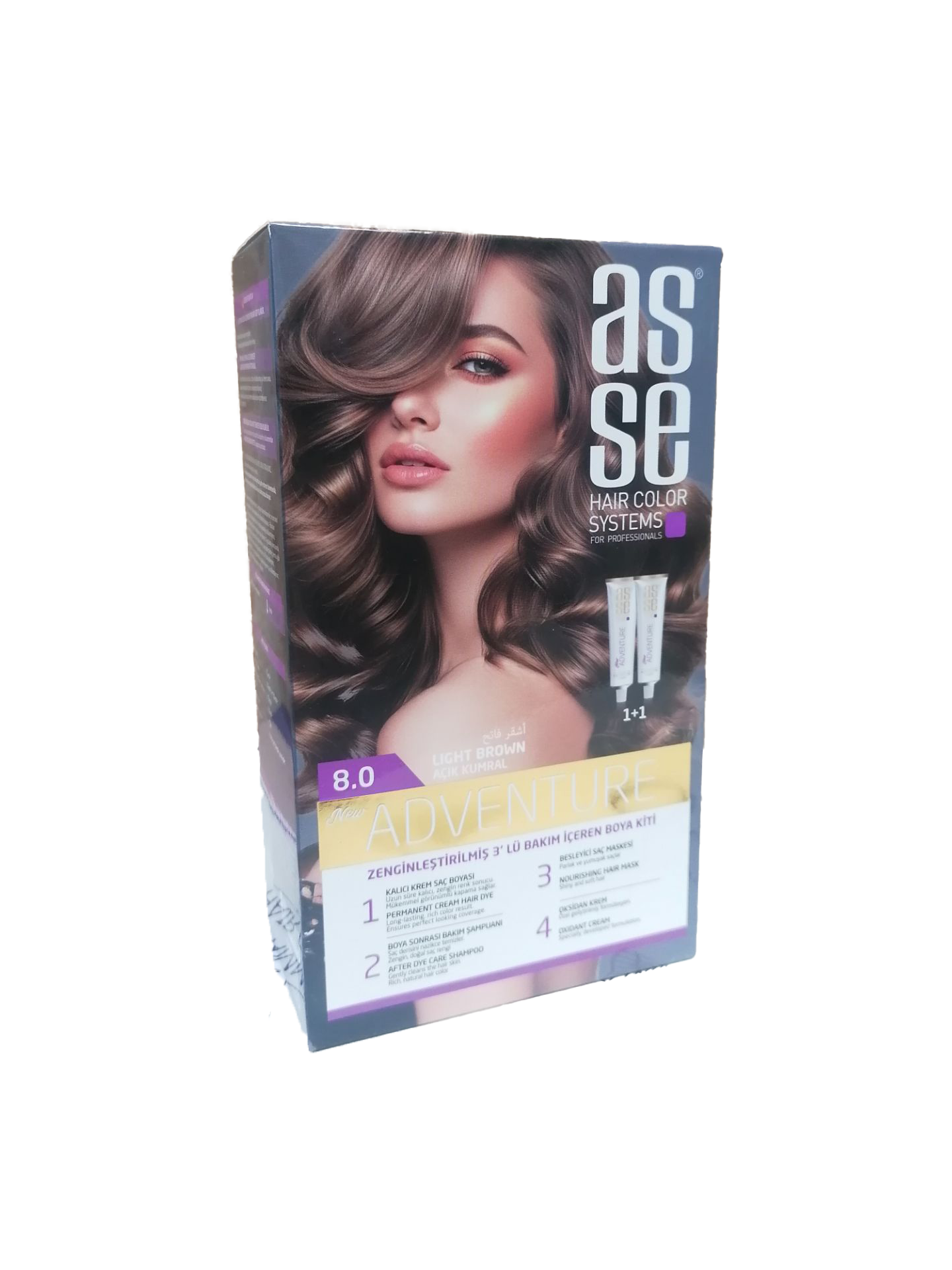 رنگ مو بدون آمونیاک آسه asse adventure حجم 50+50 شماره 8.0