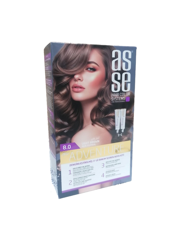 رنگ مو بدون آمونیاک آسه asse adventure حجم 50+50 شماره 8.0